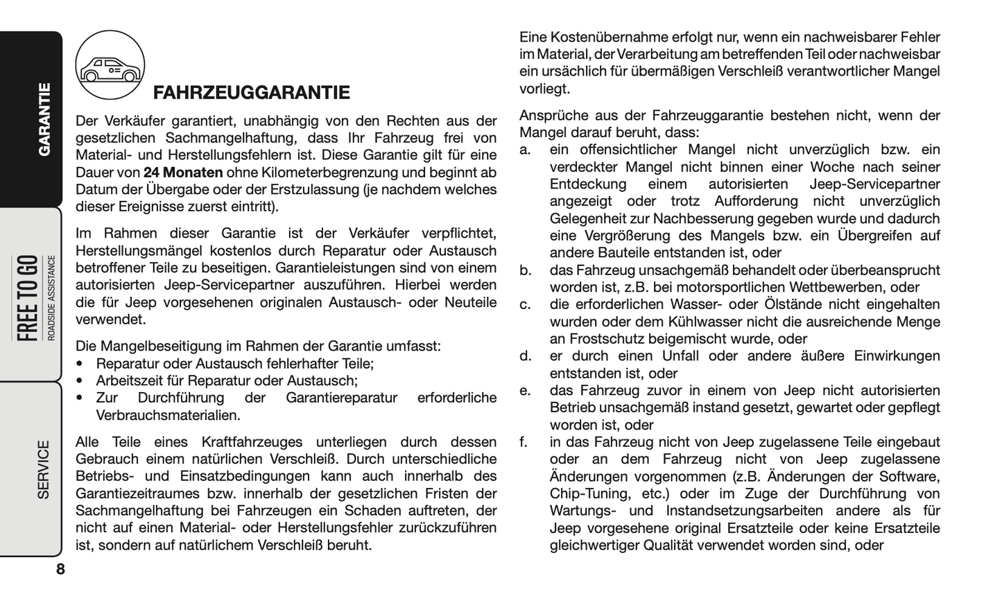 2020-2021 Jeep Garantie- und Serviceheft | Deutsch