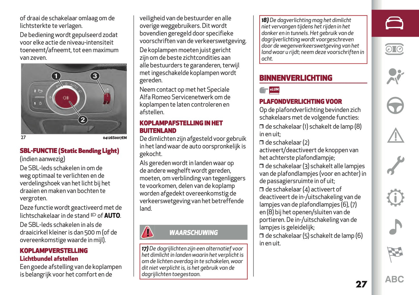 2021-2025 Alfa Romeo Giulia GTA/GTAm Owner's Manual | Dutch