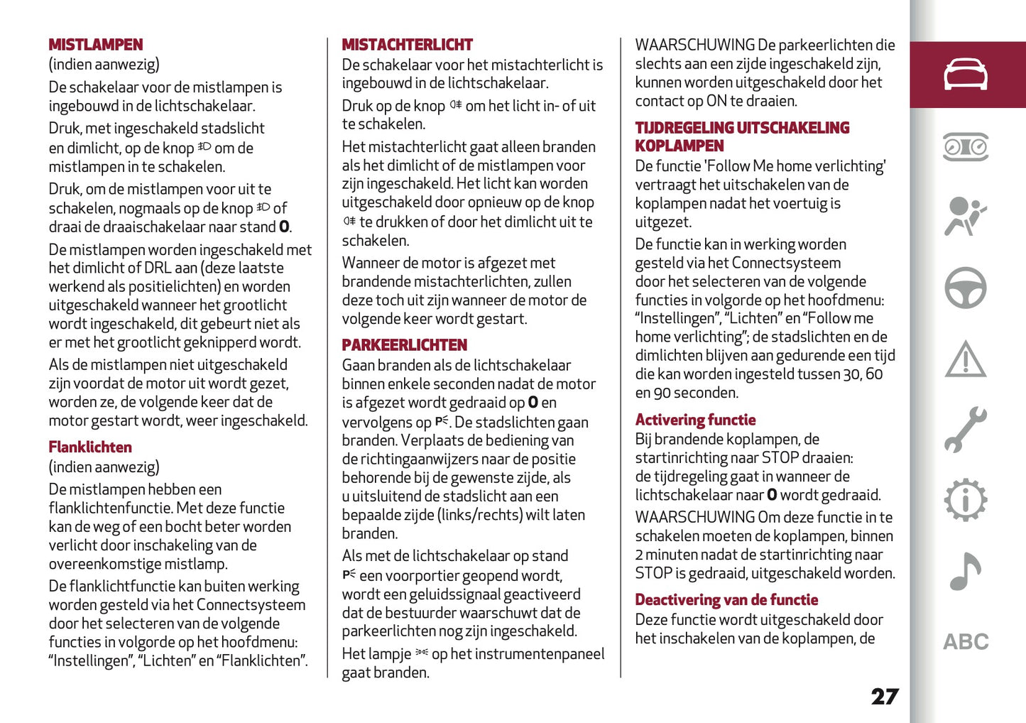 2020 Alfa Romeo Giulia Owner's Manual | Dutch