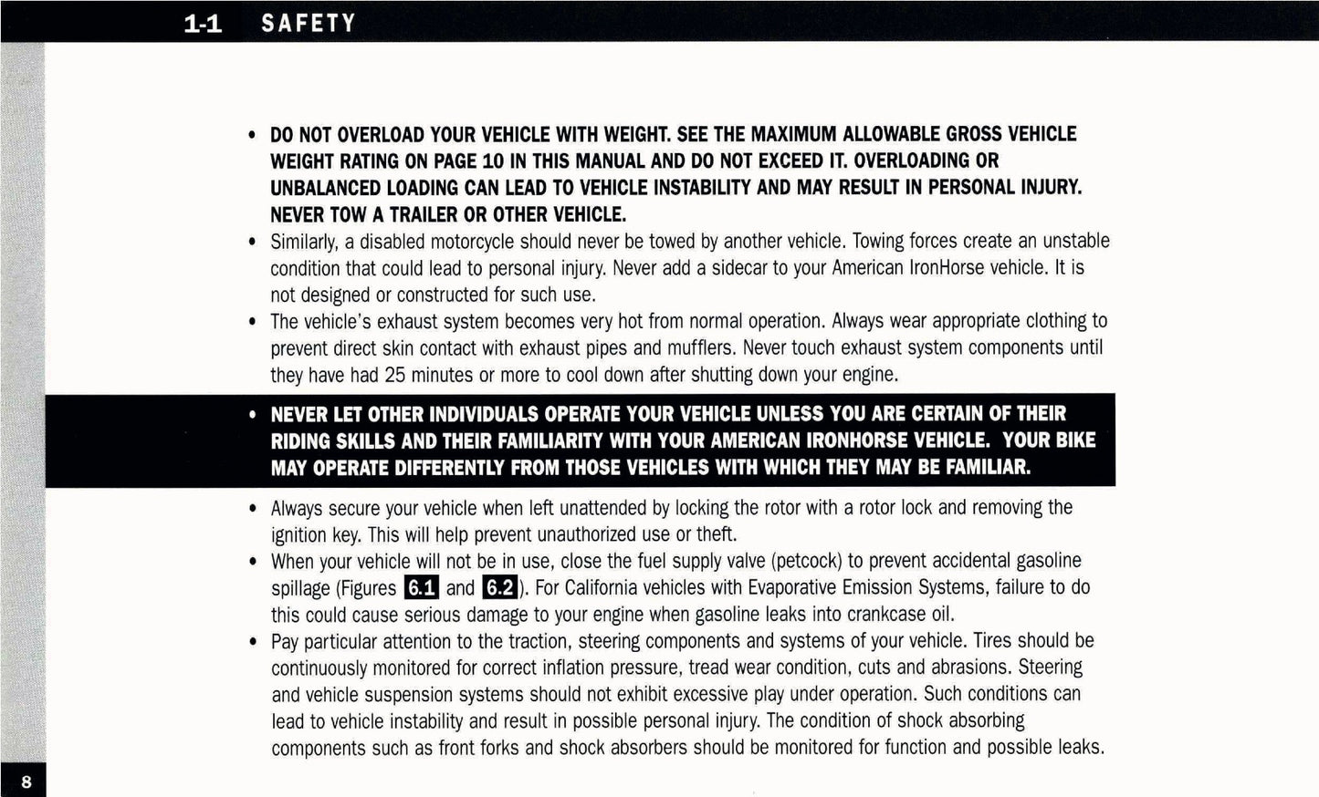 2005 American IronHorse Owner's Manual | English