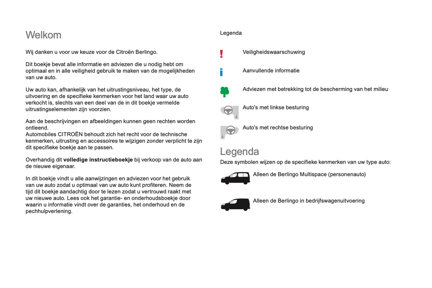2017-2018 Citroën Berlingo Owner's Manual | Dutch