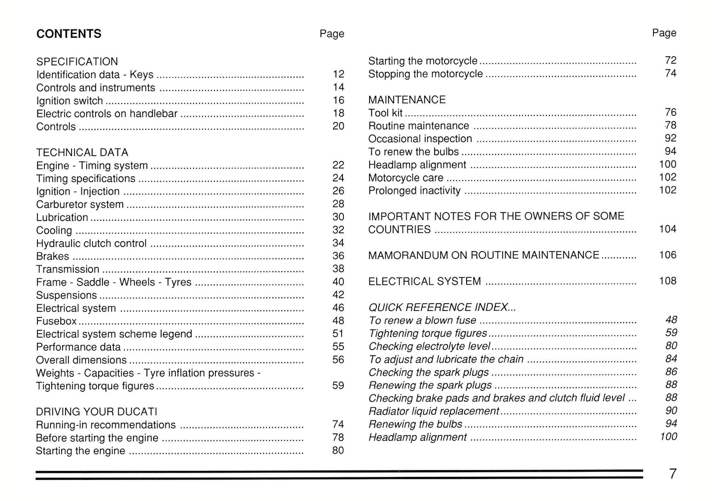 1991 Ducati 907 I.E. Owner's Manual | English