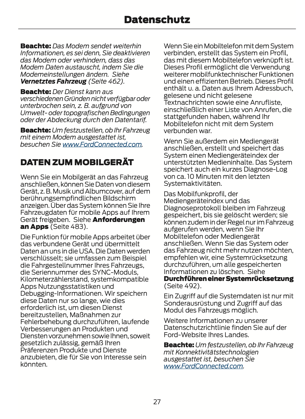 2024-2025 Ford Focus Bedienungsanleitung | Deutsch