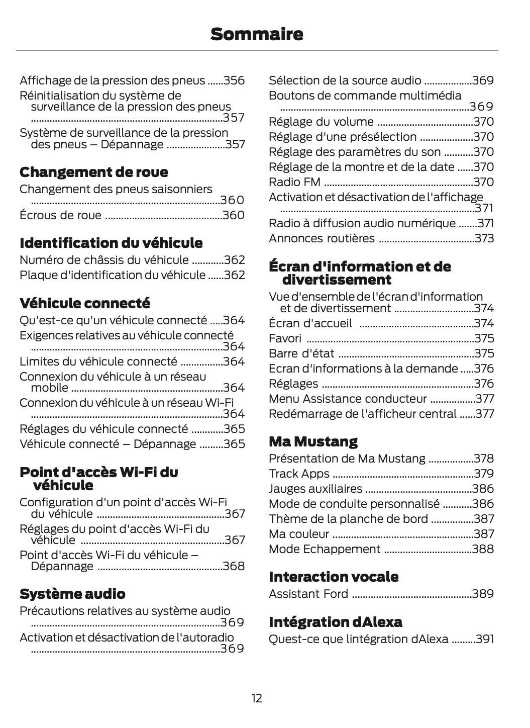 2025-2026 Ford Mustang Owner's Manual | French