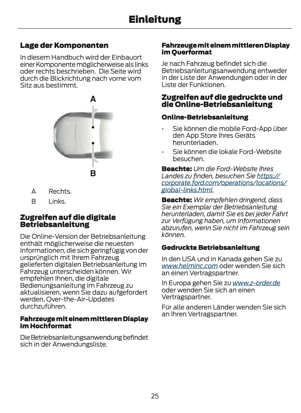 2024-2025 Ford Ranger Bedienungsanleitung | Deutsch