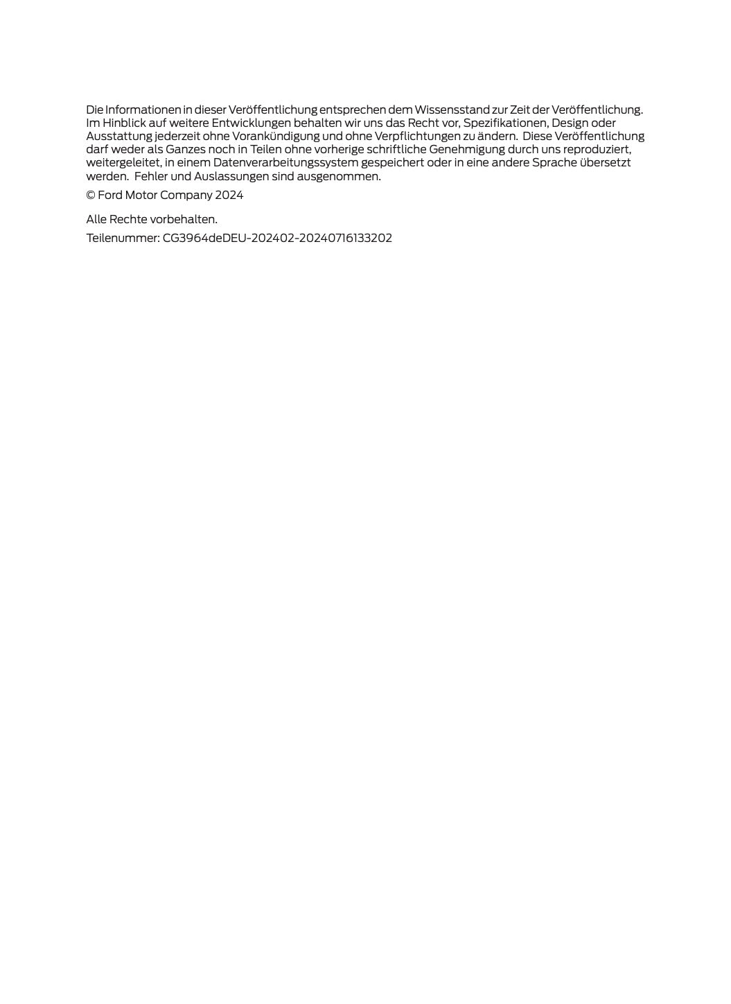 2024-2025 Ford Tourneo Custom/Transit Custom Owner's Manual | German