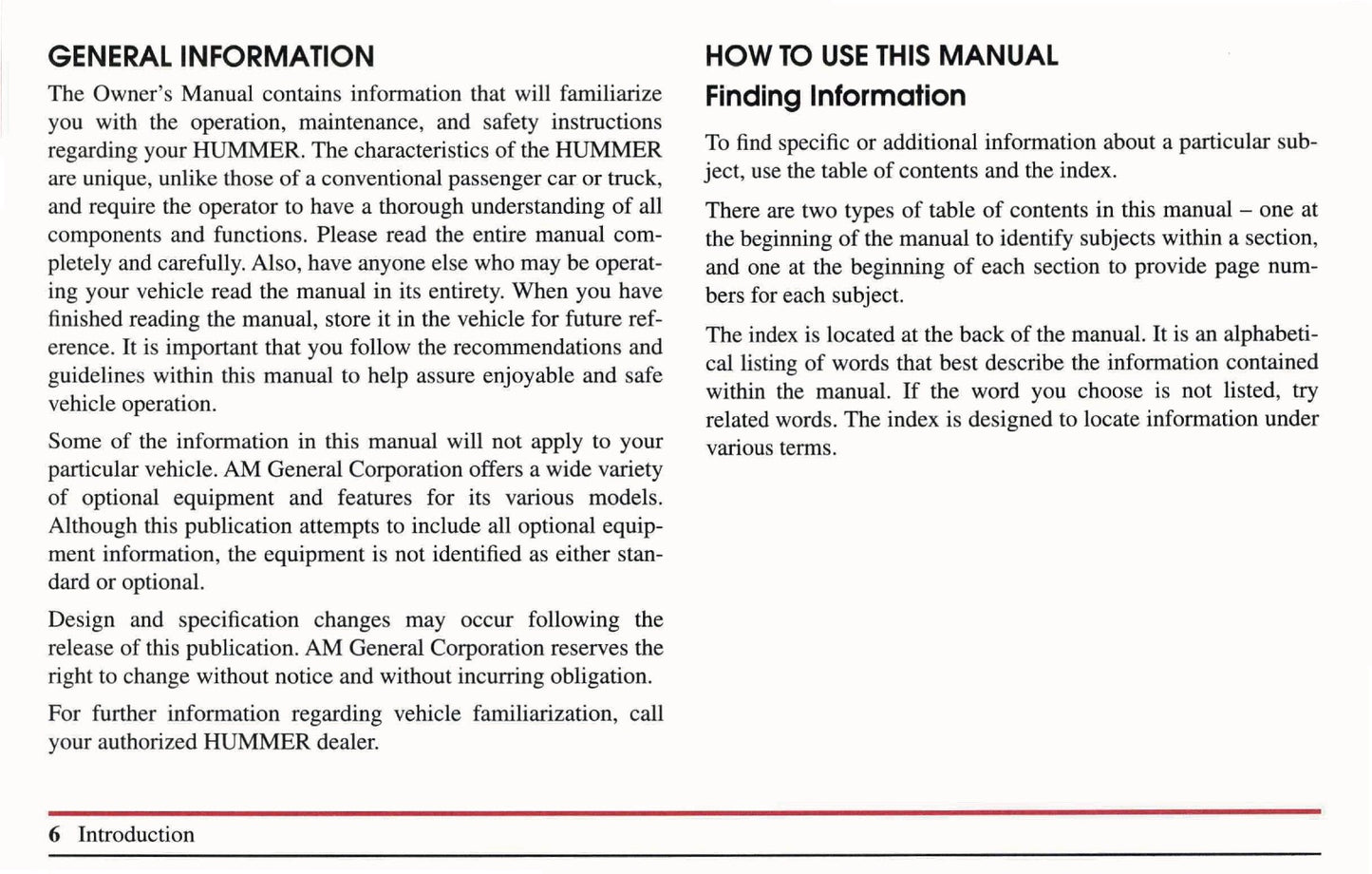 1999 Hummer H1 Owner's Manual | English