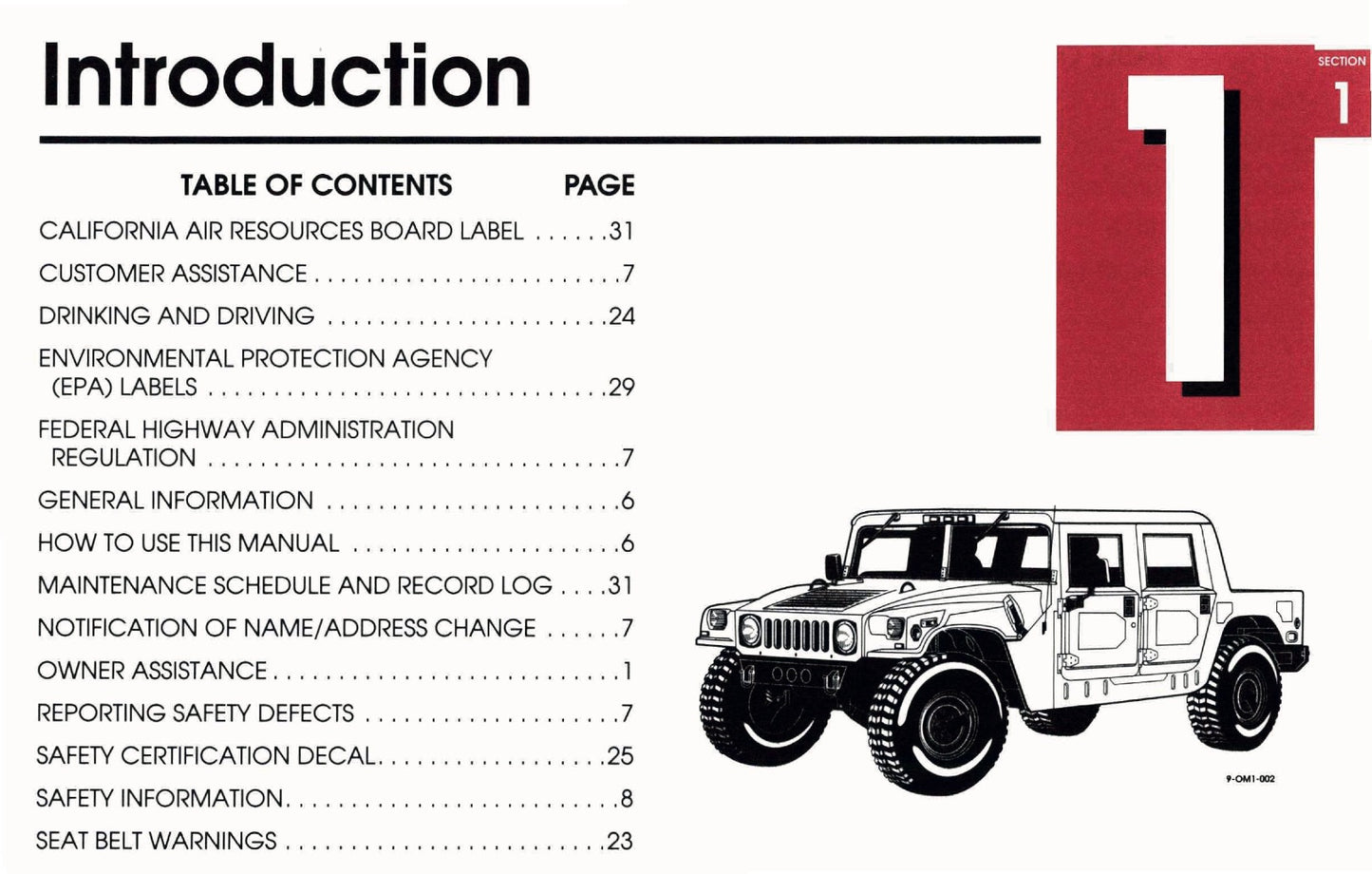 1999 Hummer H1 Owner's Manual | English