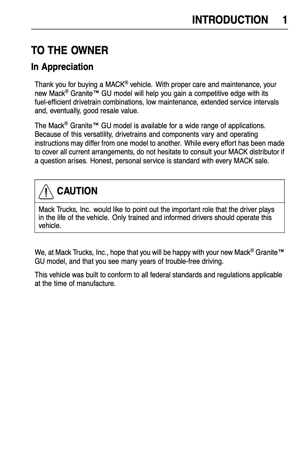 2009 Mack Granite Series Owner's Manual | English