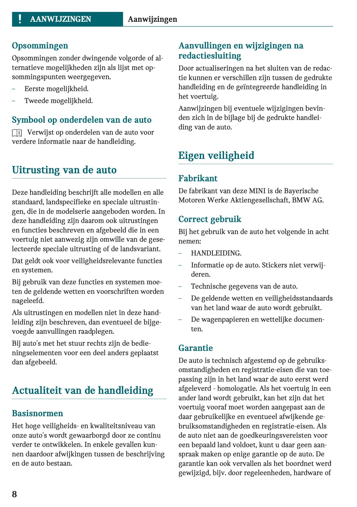 2022-2023 Mini Cabrio Owner's Manual | Dutch