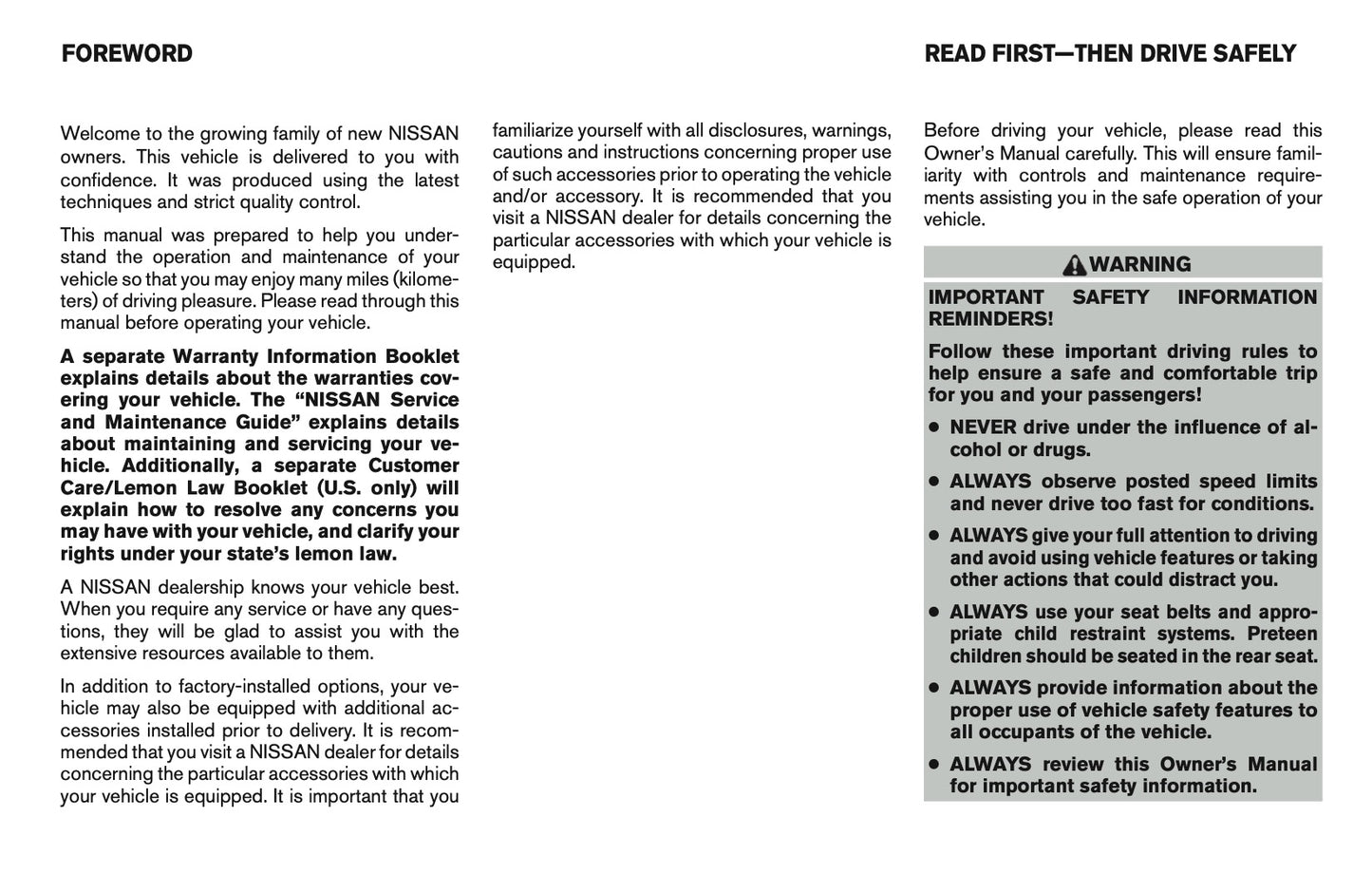 2016 Nissan Altima Owner's Manual | English