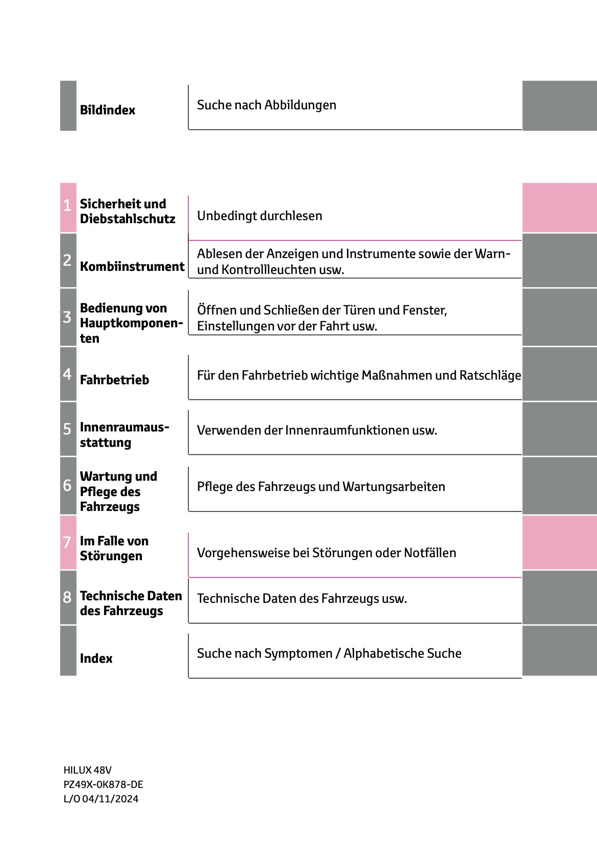 2024-2025 Toyota Hilux 48V Bedienungsanleitung | Deutsch