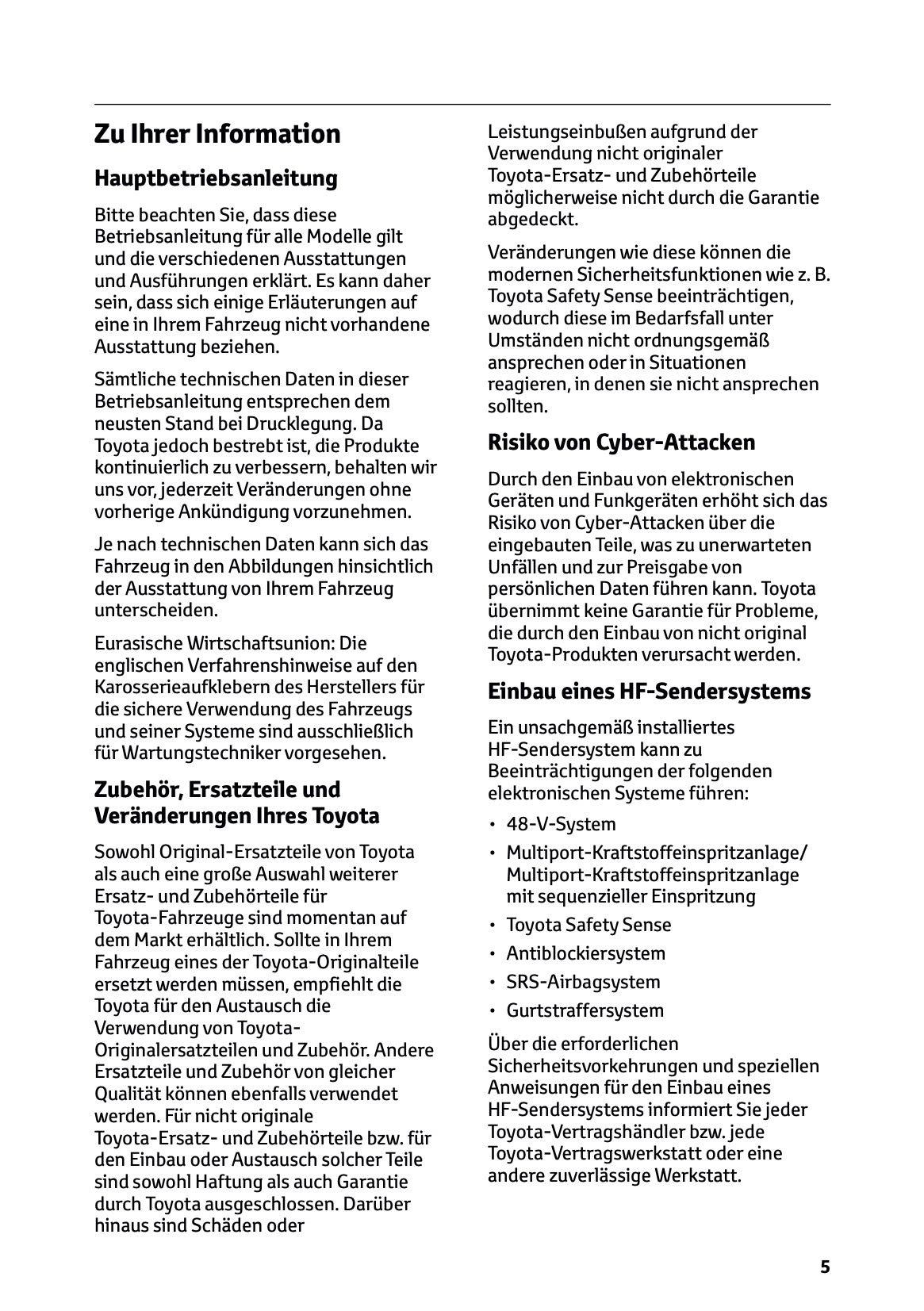 2024-2025 Toyota Hilux 48V Bedienungsanleitung | Deutsch