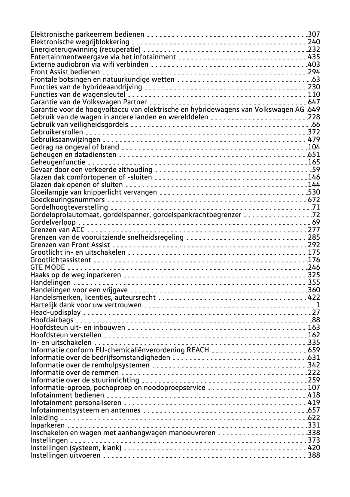 2020 Volkswagen Passat GTE/Passat Variant GTE Owner's Manual | Dutch