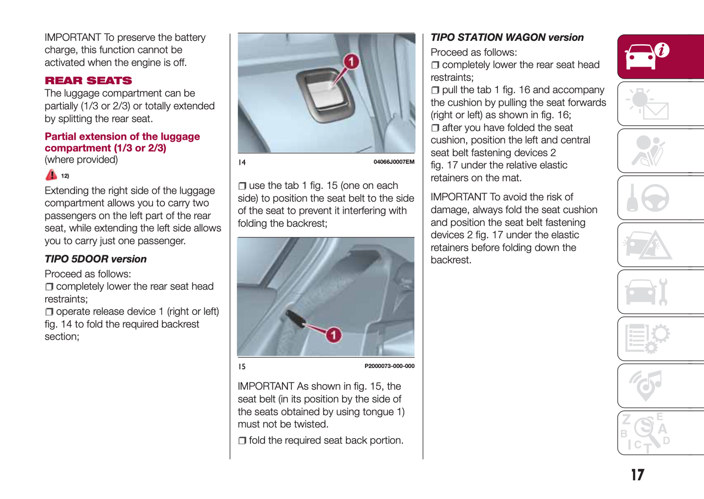 2016-2017 Fiat Tipo 5 Doors/Tipo Station Wagon Owner's Manual | English