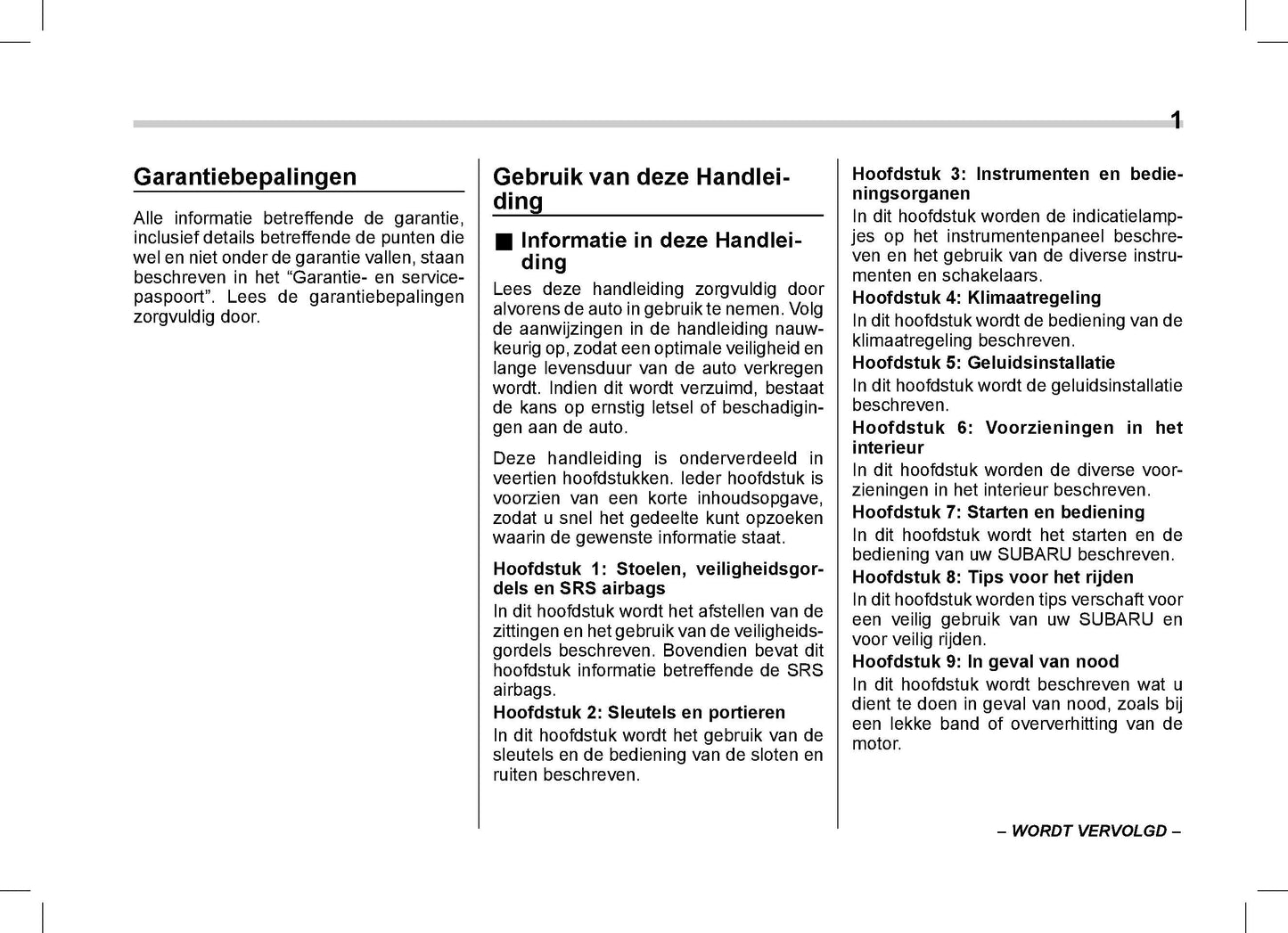 2019 Subaru Outback/Legacy Owner's Manual | Dutch