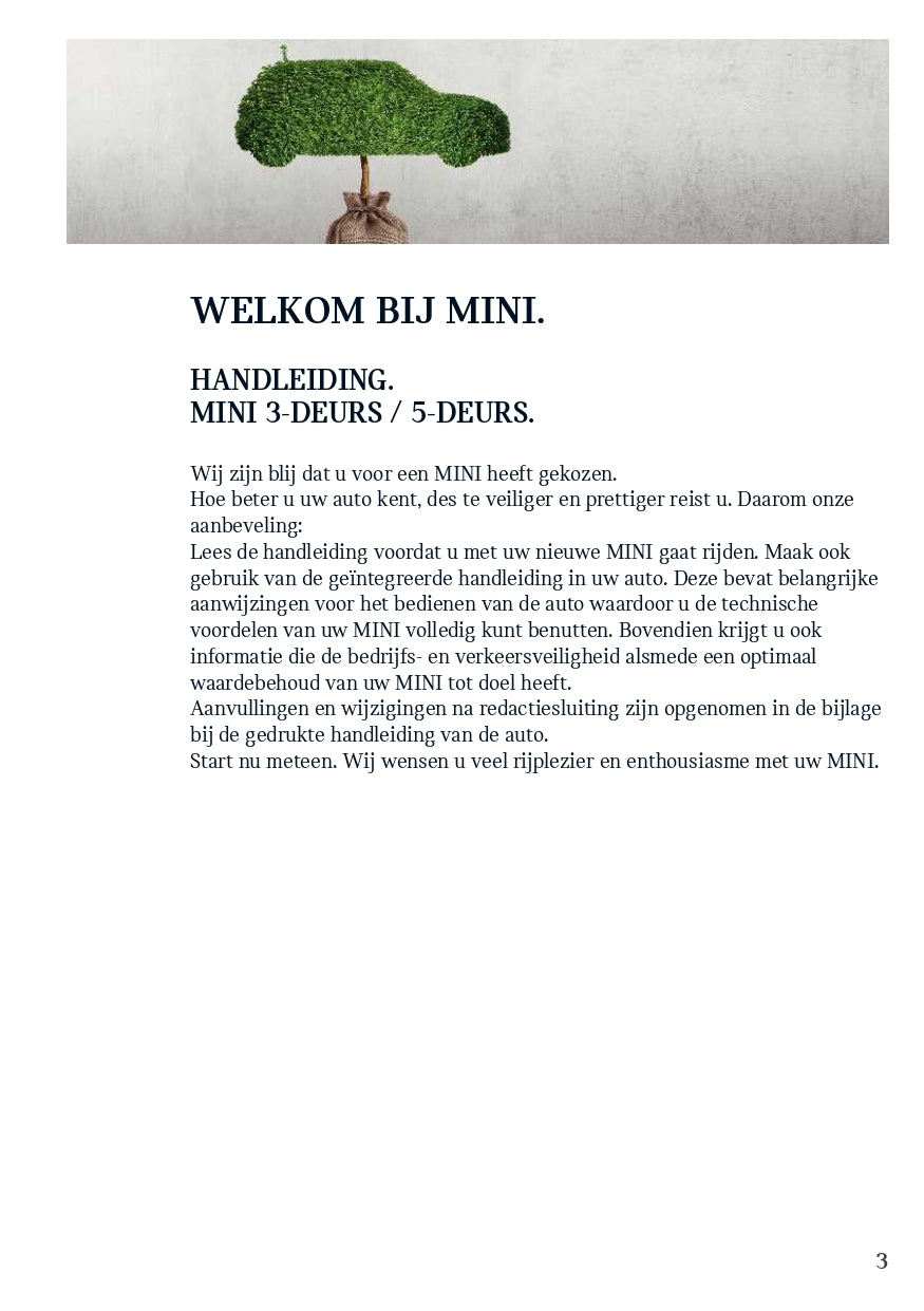 2019 Mini Mini Owner's Manual | Dutch