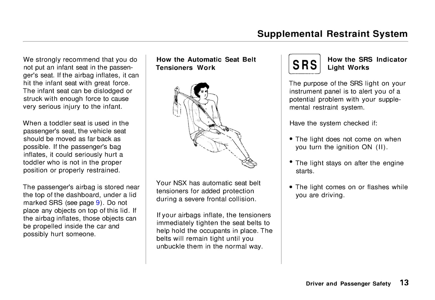 1995 Acura NSX Owner's Manual | English