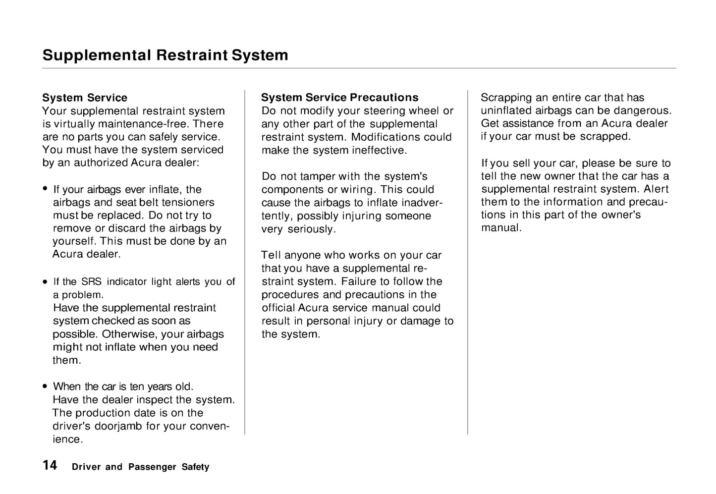 1995 Acura NSX Owner's Manual | English