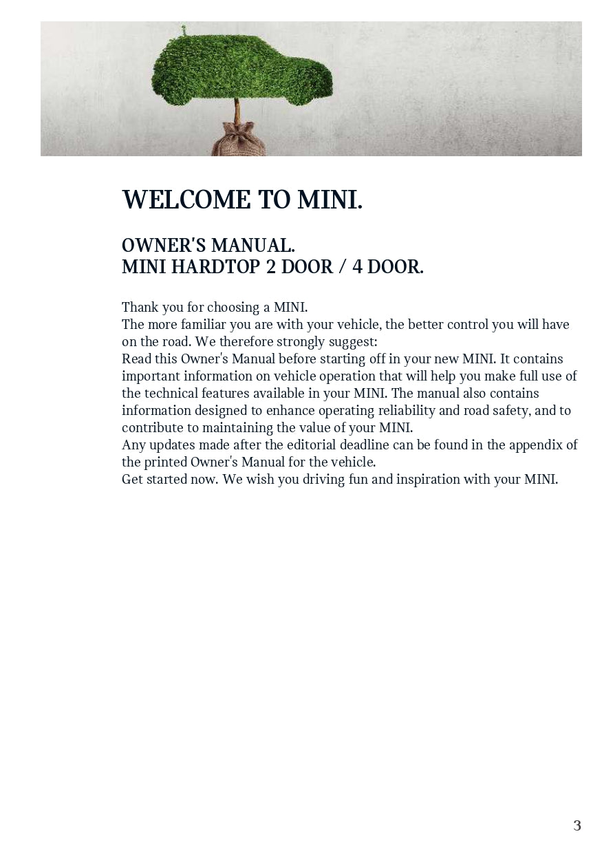 2018 Mini Mini Hardtop 2 Door/Mini Hardtop 4 Door Owner's Manual | English
