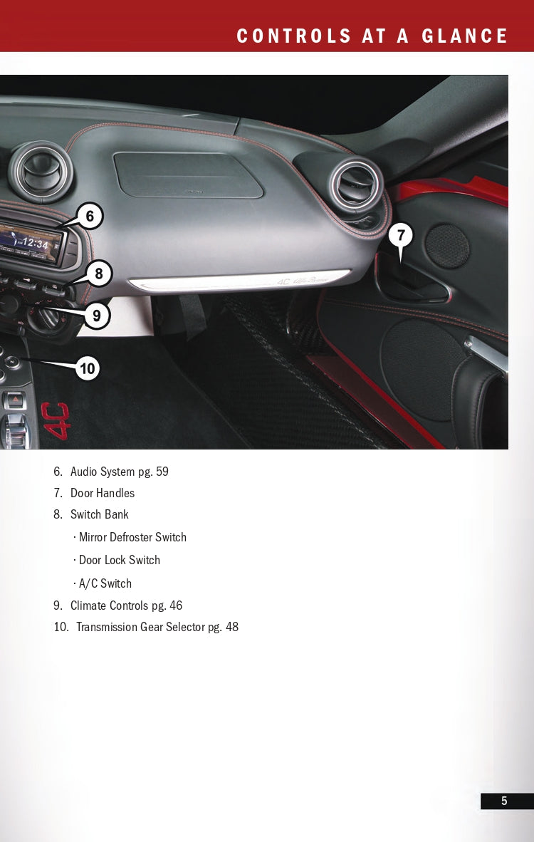 2017 Alfa Romeo 4C Bedienungsanleitung | Englisch