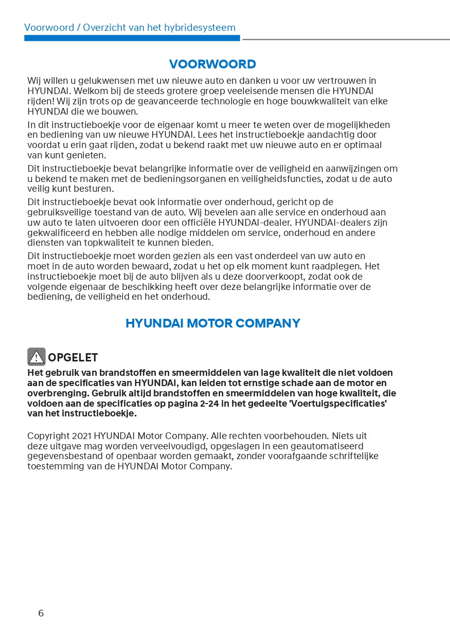 2022 Hyundai Tucson Hybrid/Plug-in Hybrid Bedienungsanleitung | Niederländisch