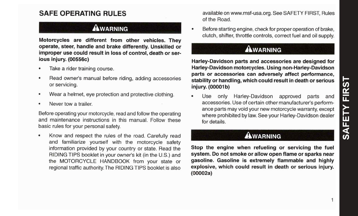 2016 Harley-Davidson FXSE Owner's Manual | English