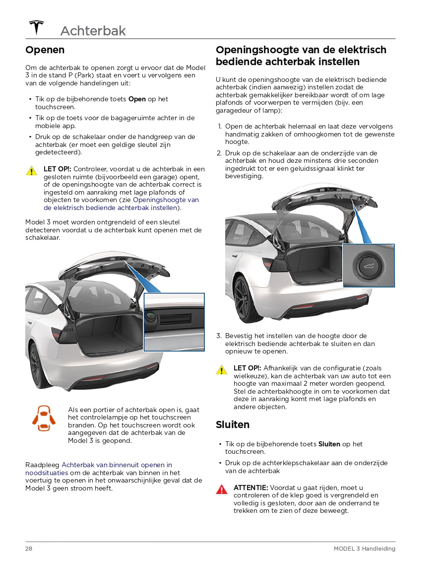 2024 Tesla Model 3 Owner's Manual | Dutch