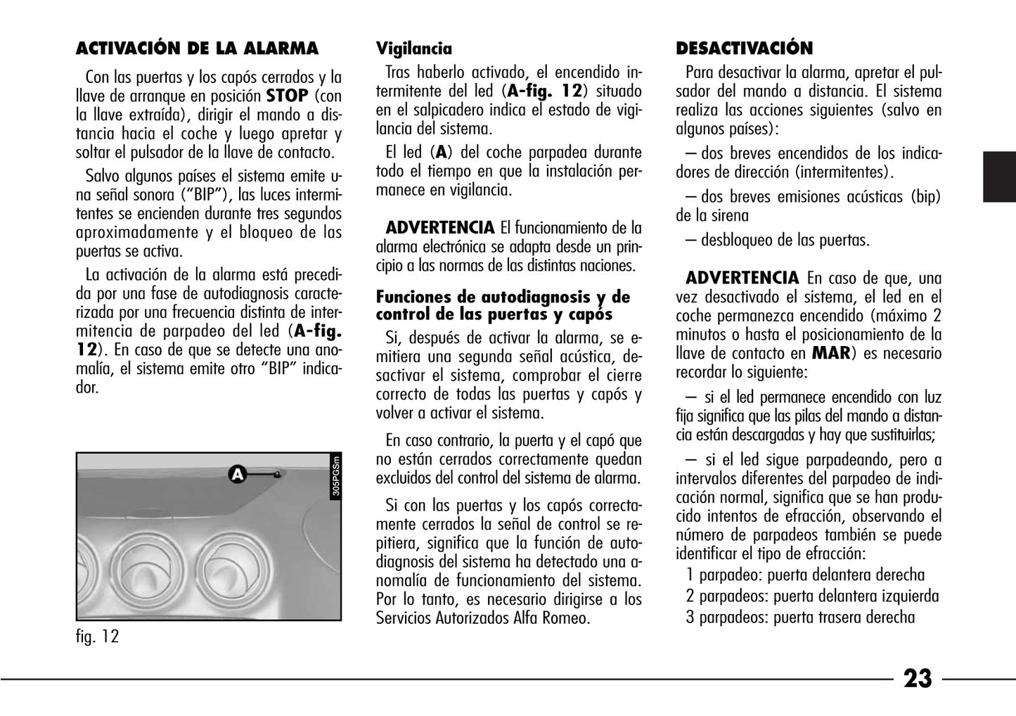 2003-2008 Alfa Romeo 166 Bedienungsanleitung | Spanisch