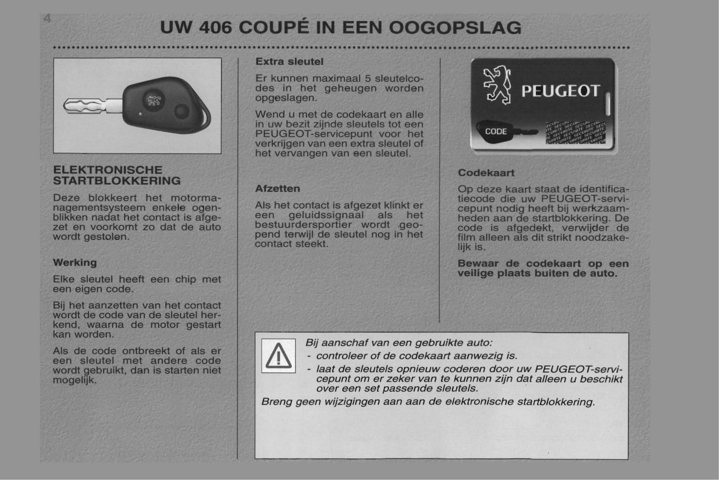 1998-2000 Peugeot 406 Coupé Bedienungsanleitung | Niederländisch