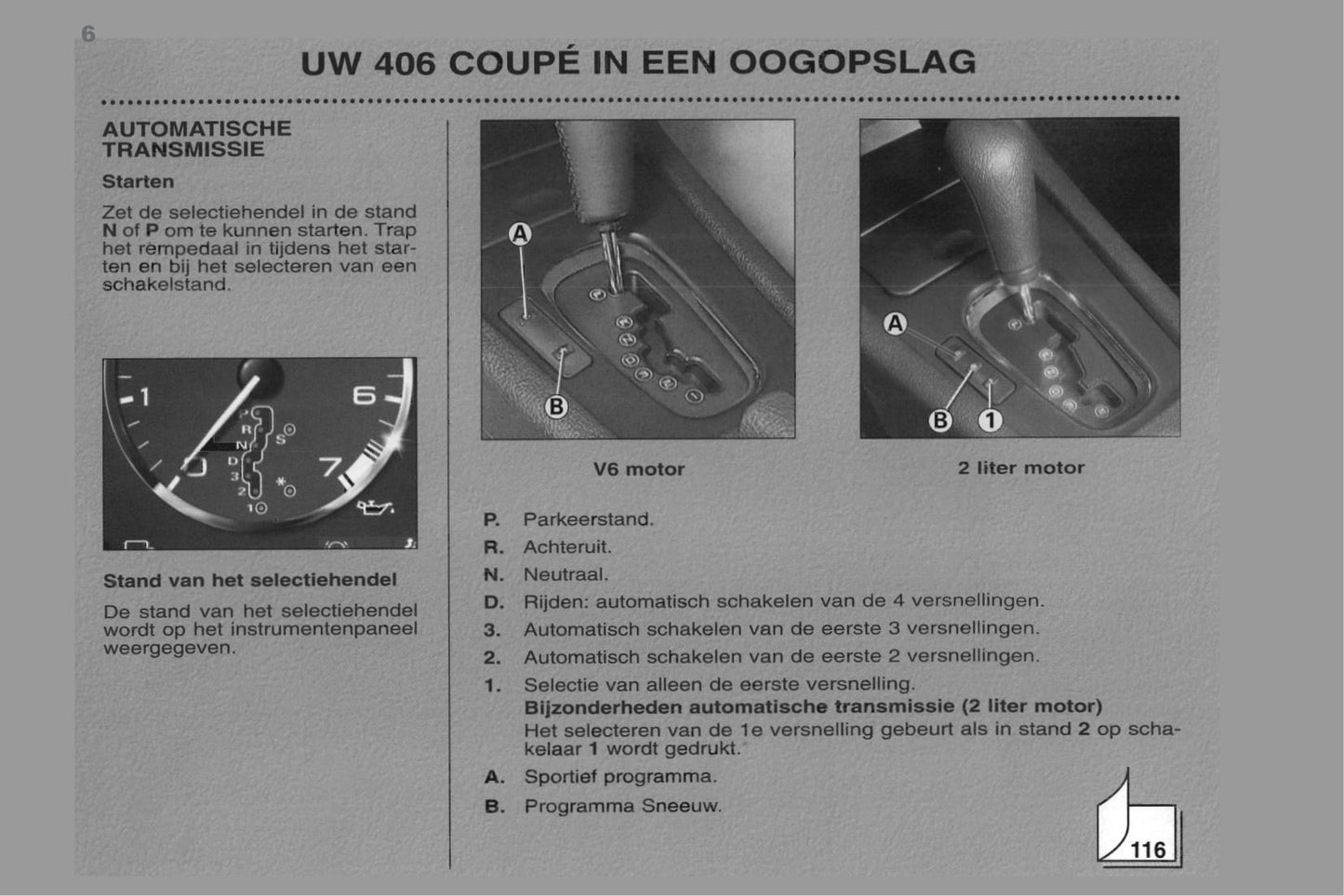 1998-2000 Peugeot 406 Coupé Bedienungsanleitung | Niederländisch