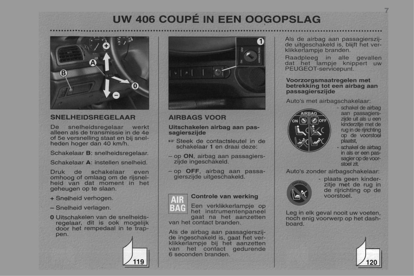 1998-2000 Peugeot 406 Coupé Bedienungsanleitung | Niederländisch