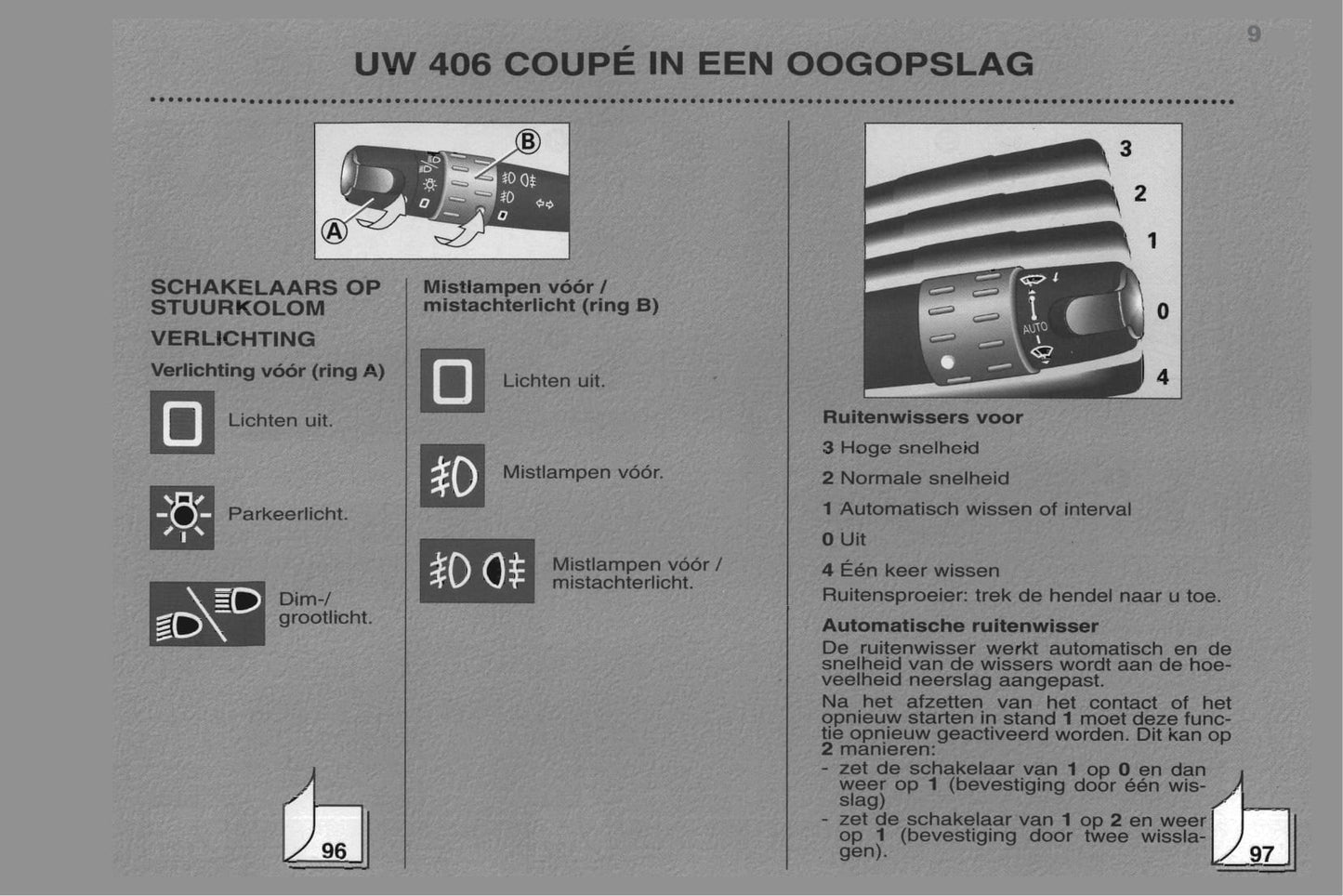 1998-2000 Peugeot 406 Coupé Bedienungsanleitung | Niederländisch