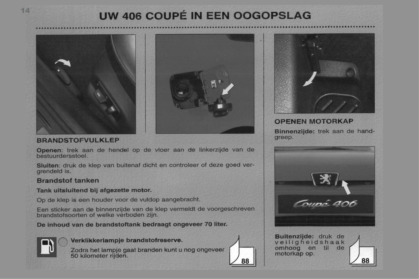 1998-2000 Peugeot 406 Coupé Bedienungsanleitung | Niederländisch