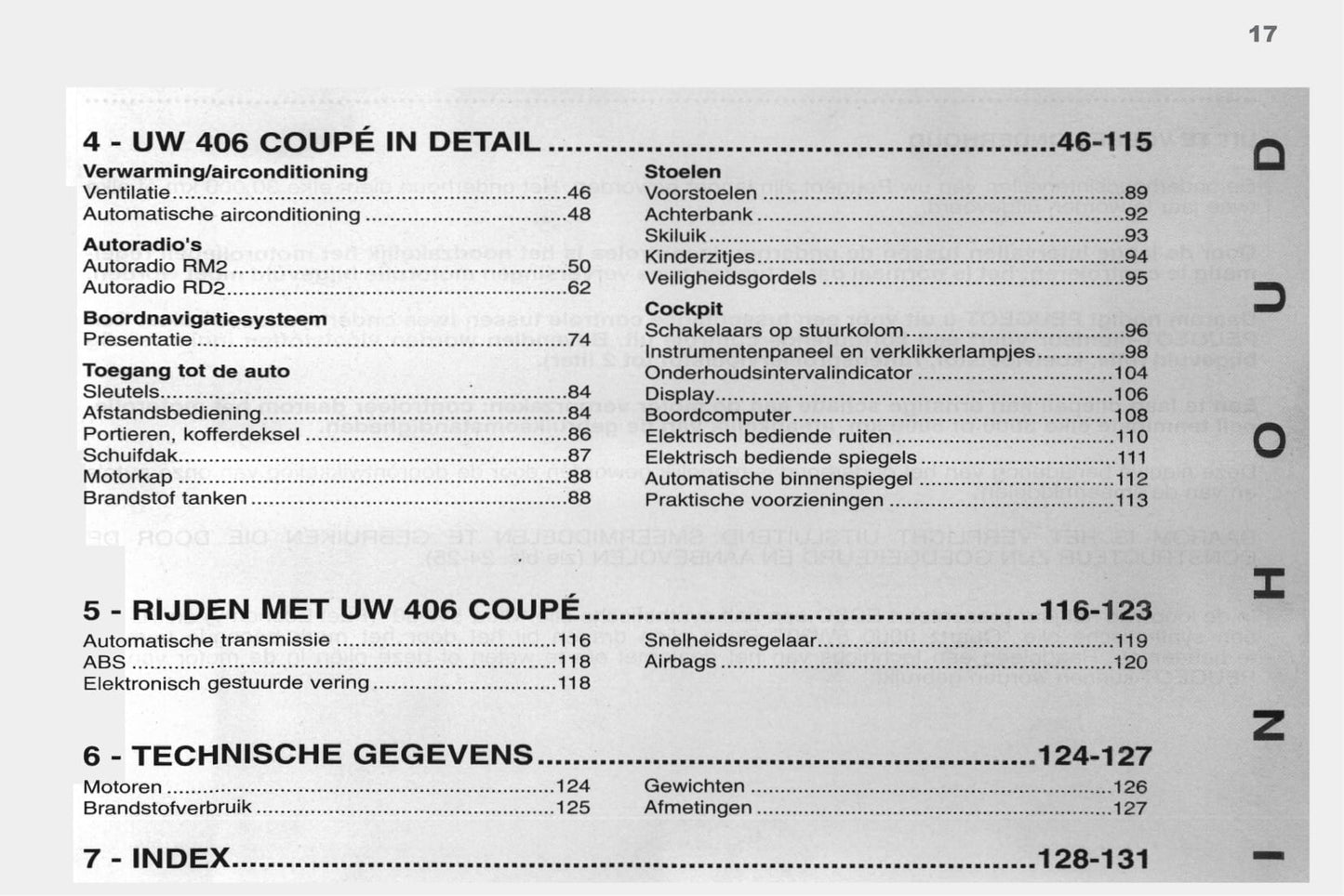 1998-2000 Peugeot 406 Coupé Bedienungsanleitung | Niederländisch