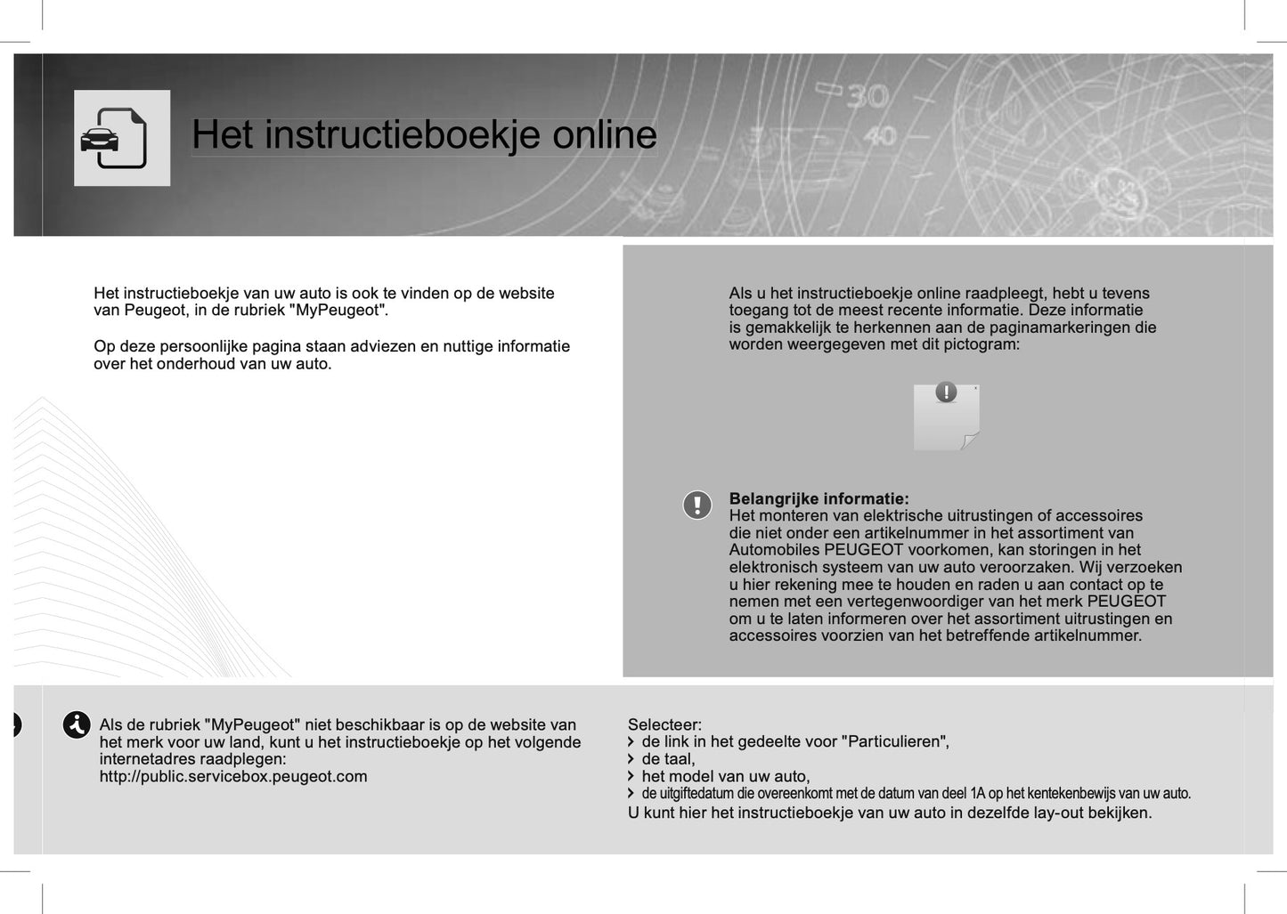 2012-2013 Peugeot 208 Owner's Manual | Dutch