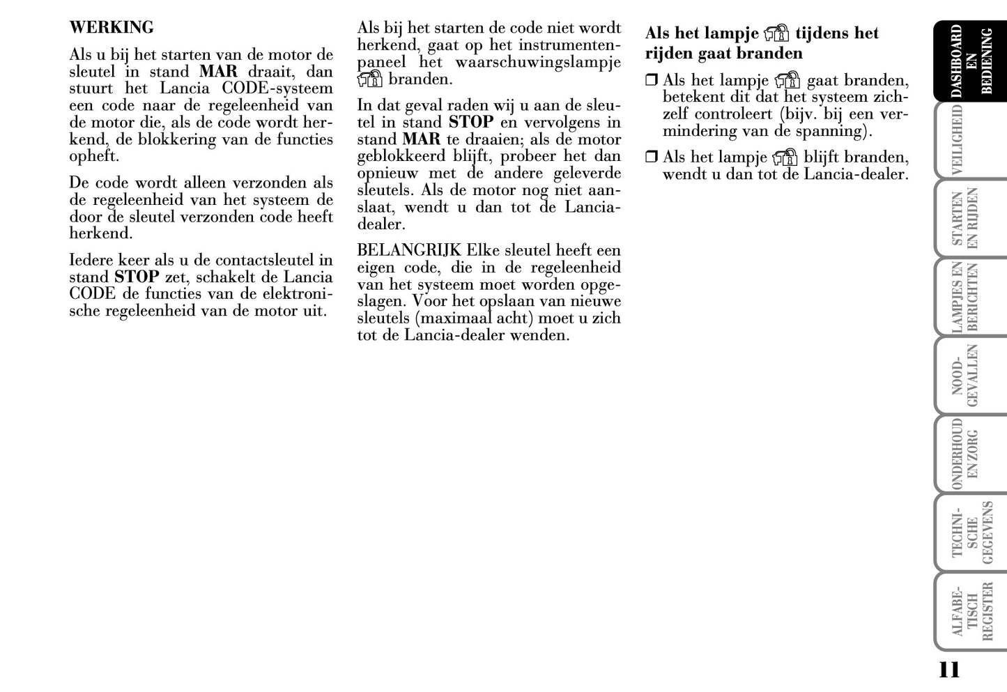 2003-2006 Lancia Ypsilon Owner's Manual | Dutch