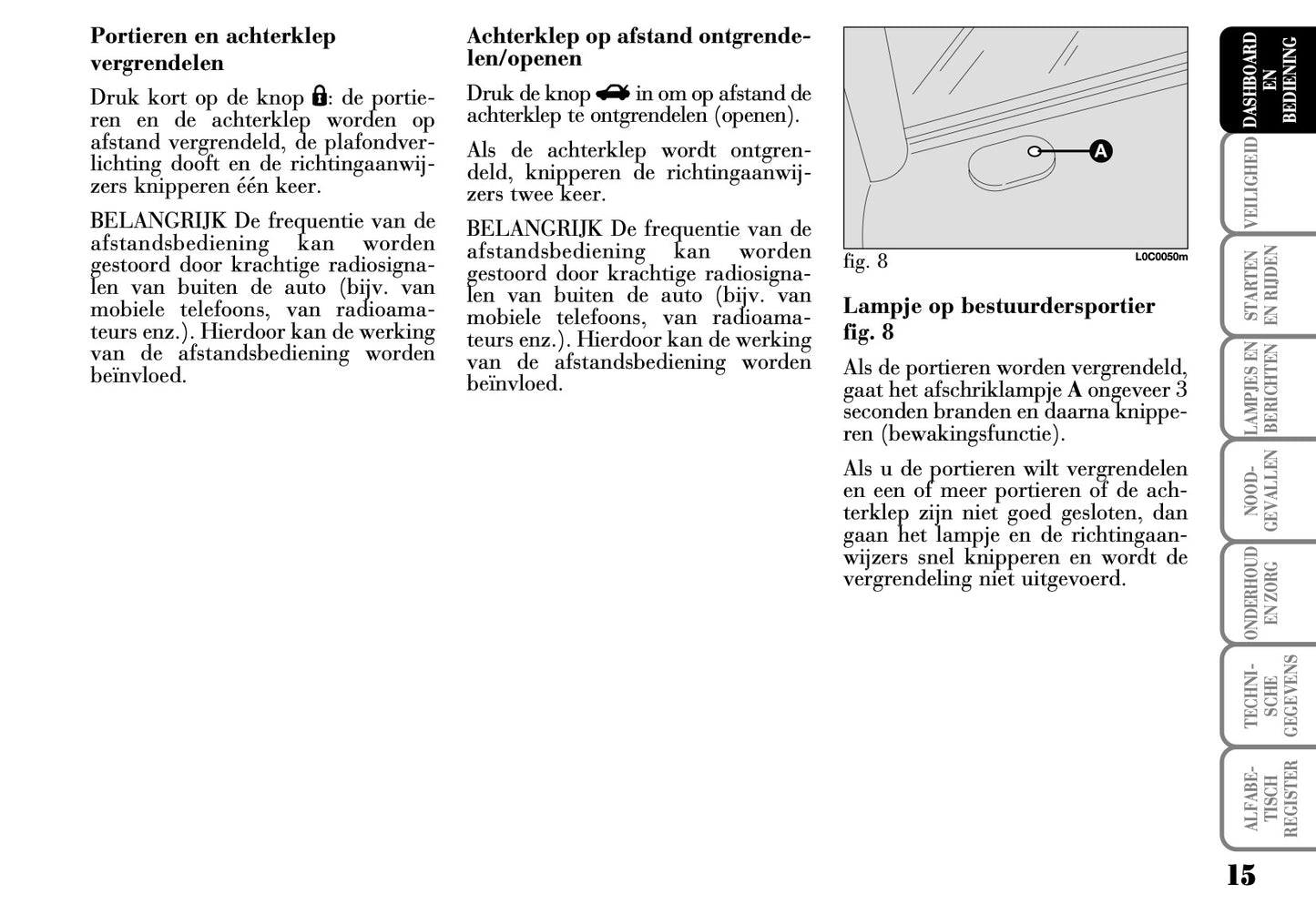 2003-2006 Lancia Ypsilon Owner's Manual | Dutch