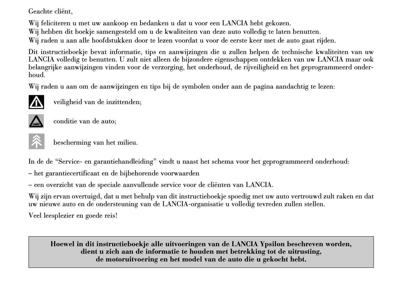 2003-2006 Lancia Ypsilon Owner's Manual | Dutch