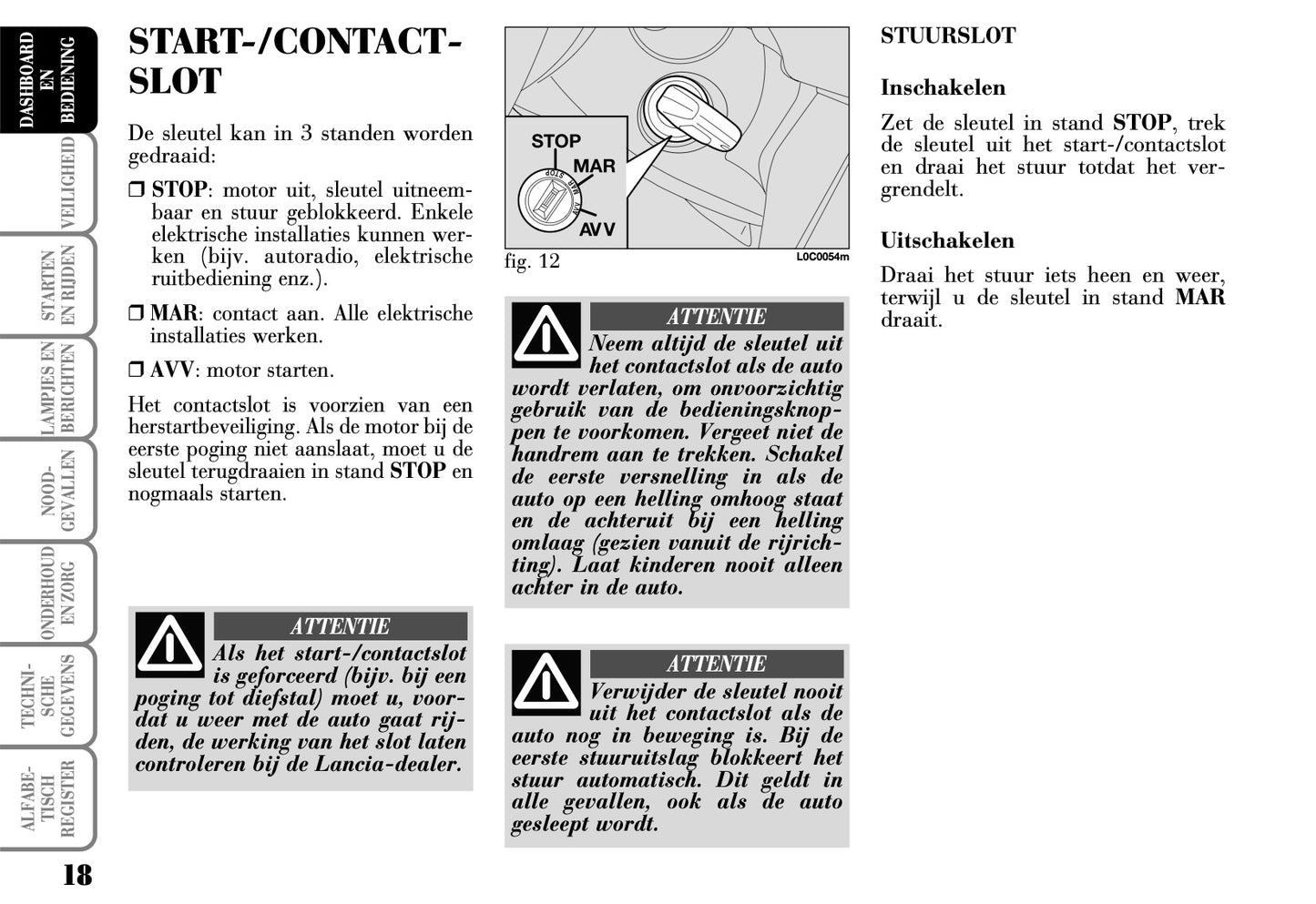 2003-2006 Lancia Ypsilon Owner's Manual | Dutch