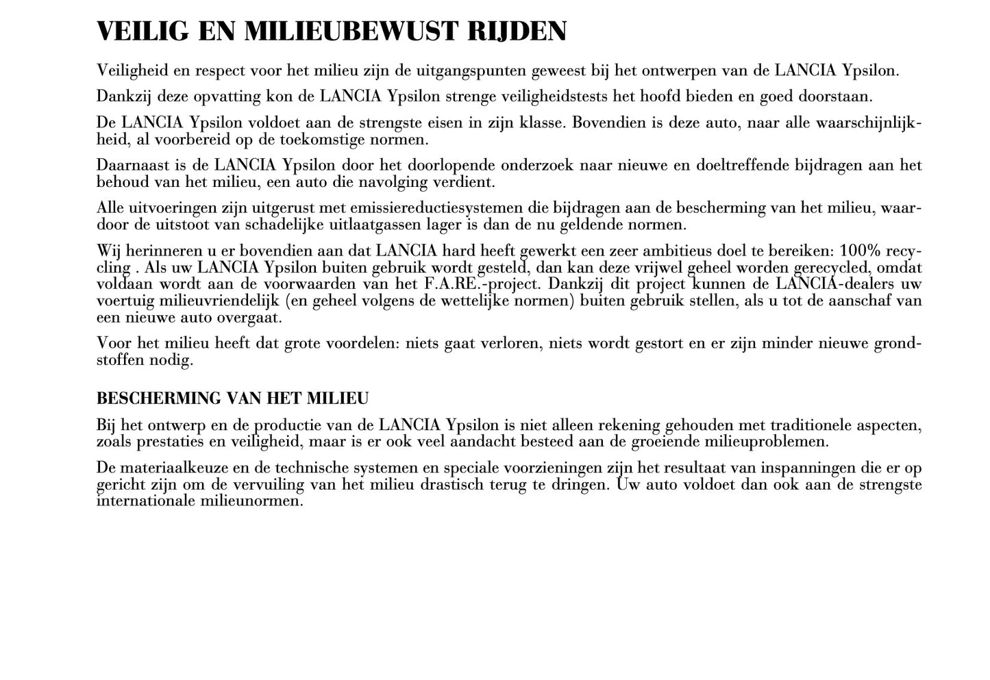 2003-2006 Lancia Ypsilon Owner's Manual | Dutch