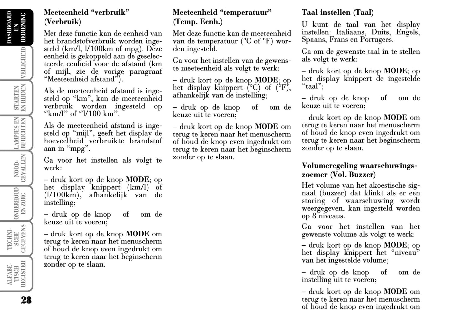 2003-2006 Lancia Ypsilon Owner's Manual | Dutch