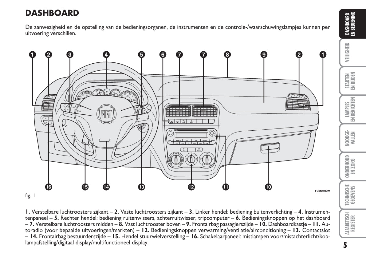 2010-2011 Fiat Punto/Grande Punto Owner's Manual | Dutch