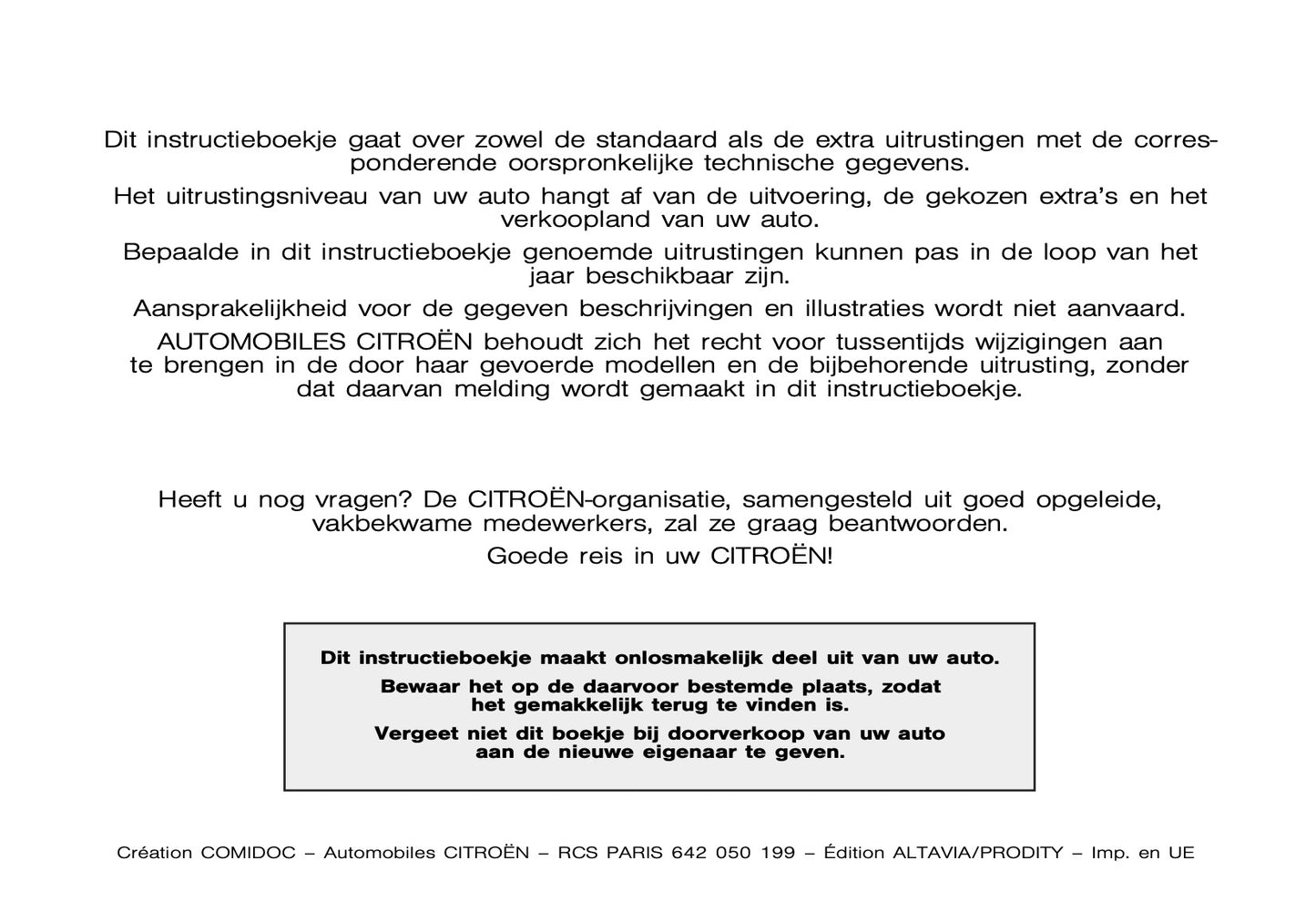 2005-2006 Citroën C5 Owner's Manual | Dutch