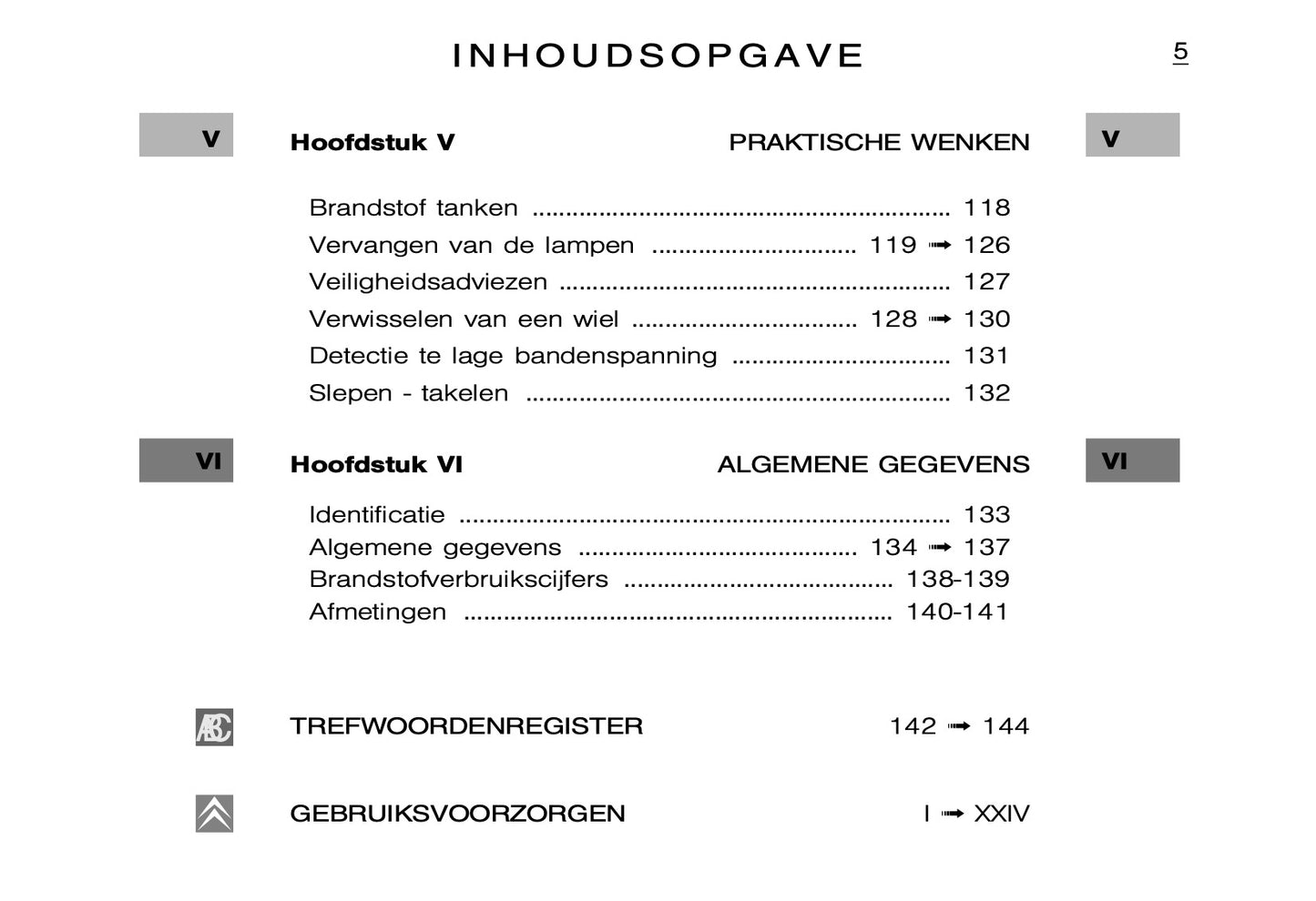 2005-2006 Citroën C5 Owner's Manual | Dutch