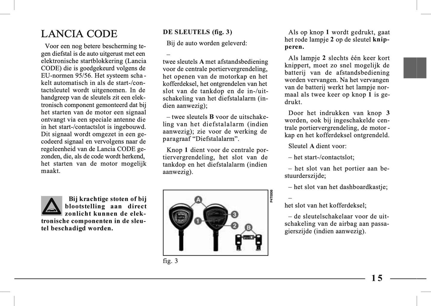 1995-2005 Lancia Lybra Owner's Manual | Dutch