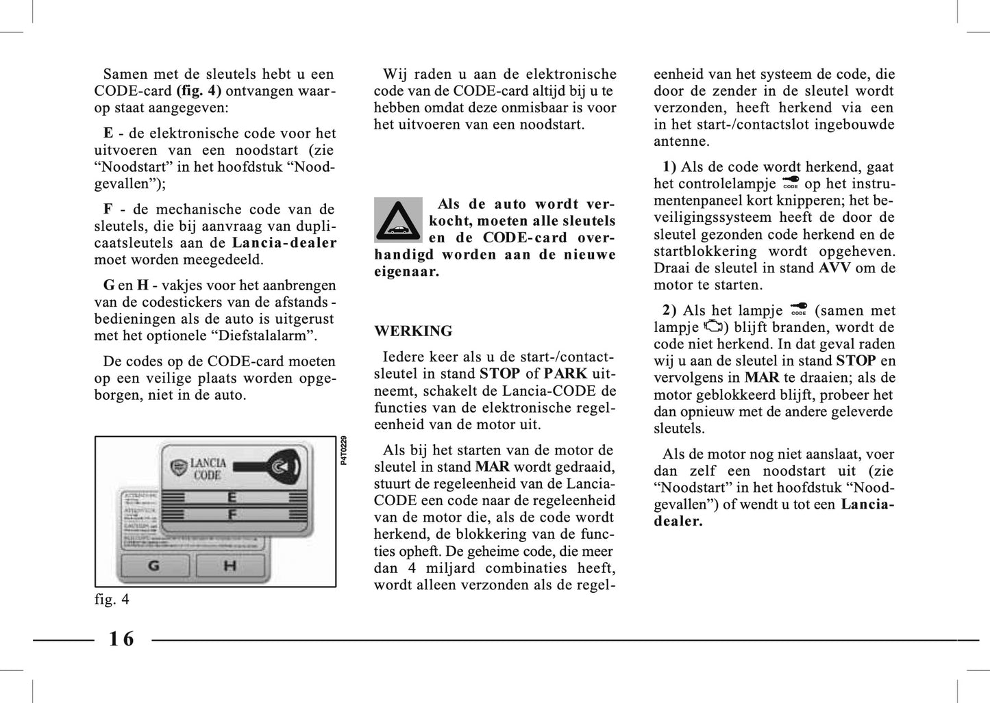 1995-2005 Lancia Lybra Owner's Manual | Dutch