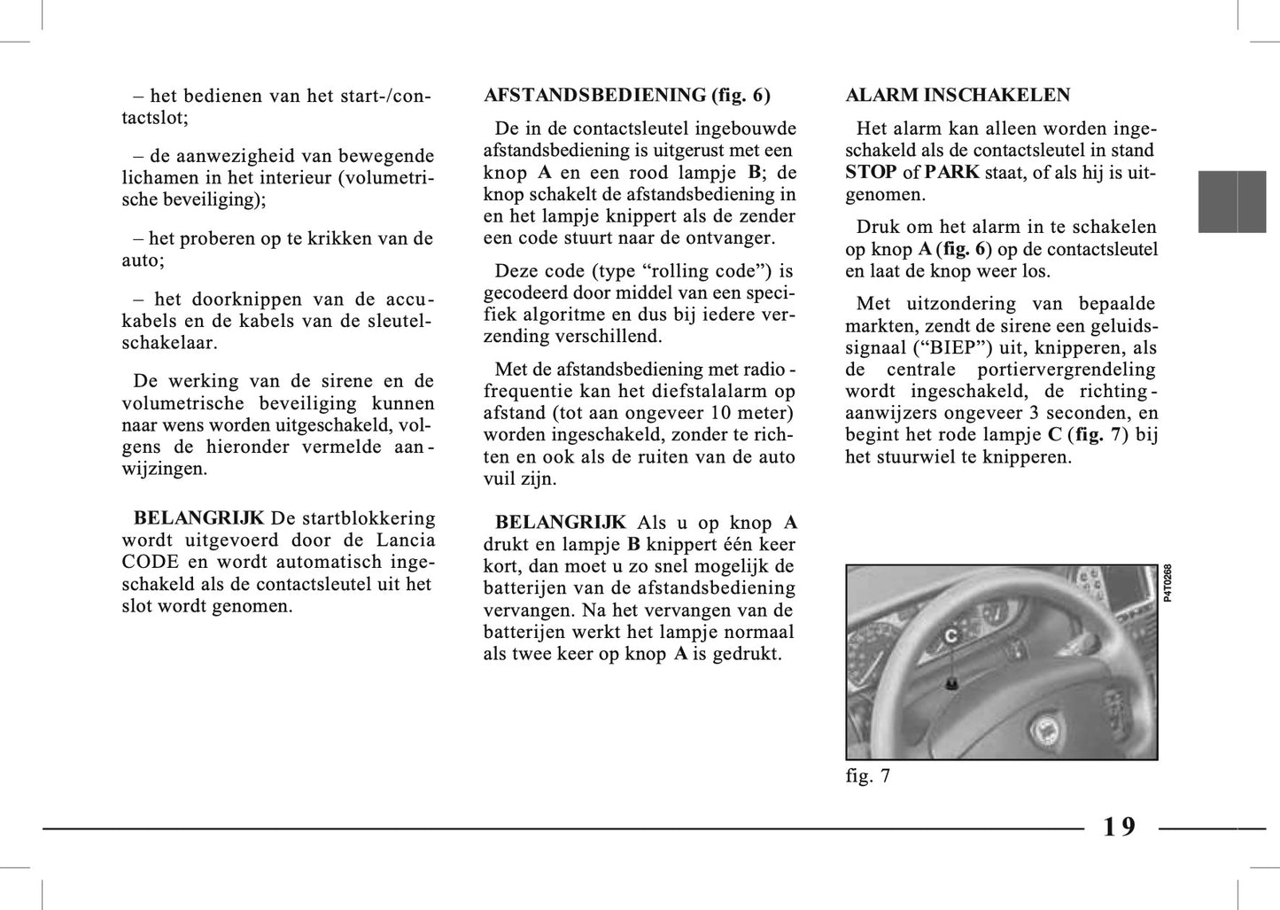 1995-2005 Lancia Lybra Owner's Manual | Dutch
