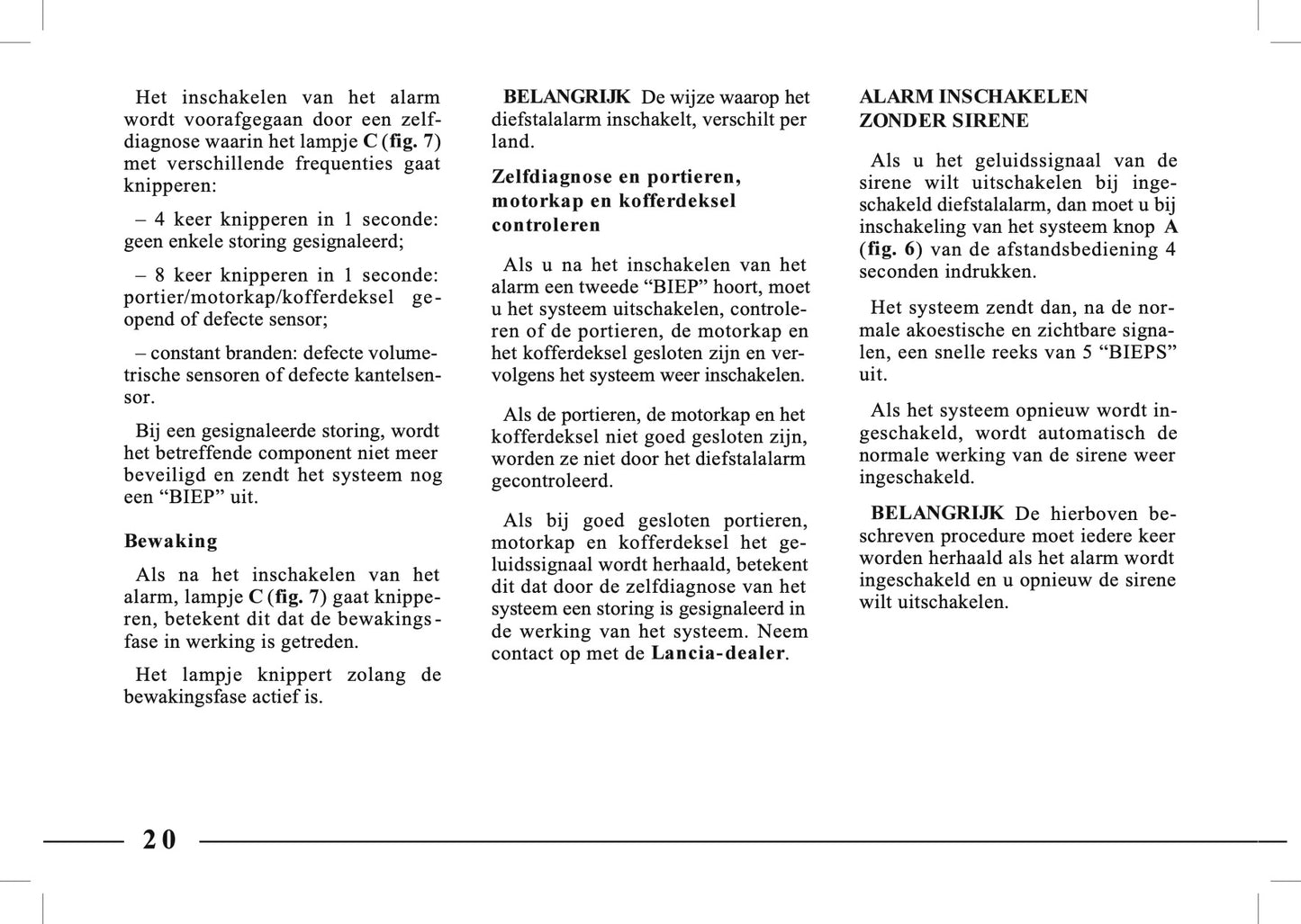 1995-2005 Lancia Lybra Owner's Manual | Dutch