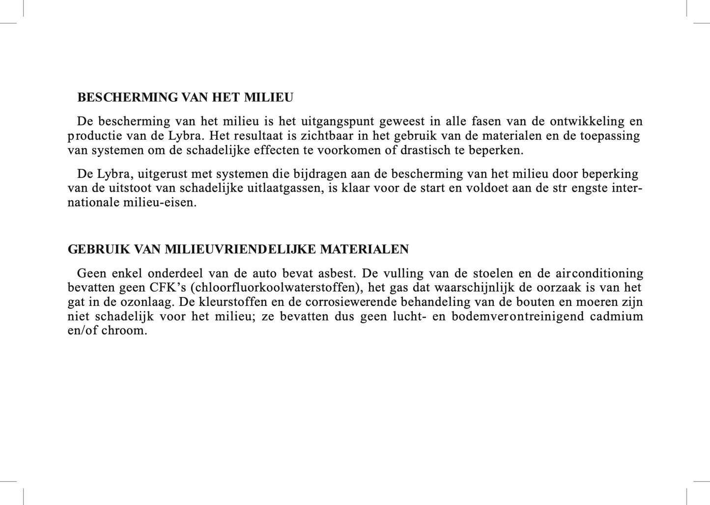 1995-2005 Lancia Lybra Owner's Manual | Dutch